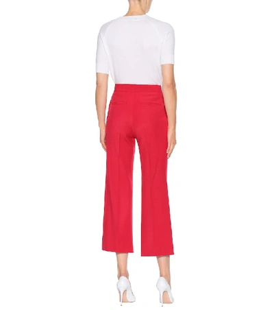 Shop Fendi Wool-blend Cropped Pants In Red