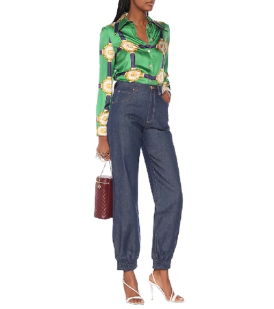 Shop Gucci High-rise Wide-leg Jeans In Blue