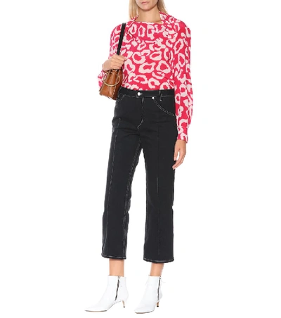 Shop Isabel Marant Clare Stretch Silk Blouse In Pink
