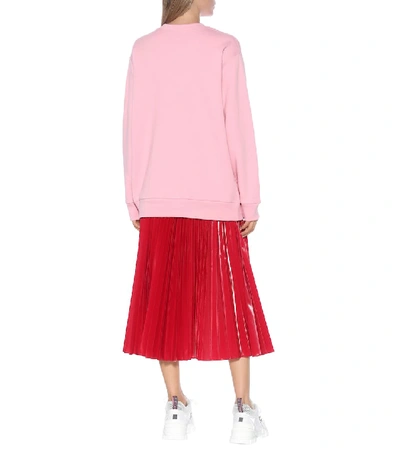 Shop Gucci Embroidered Cotton Sweater In Pink