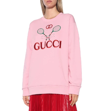 Tennis Logo embroidered Cotton jersey Sweatshirt In 5904 Sugar Pink mc