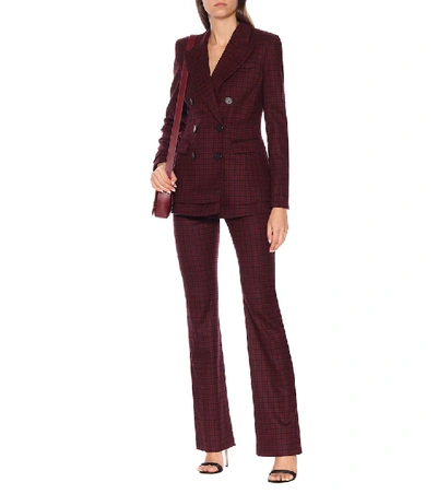 Shop Altuzarra Ria Checked Stretch-wool Blazer In Purple