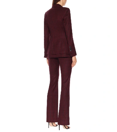 Shop Altuzarra Ria Checked Stretch-wool Blazer In Purple