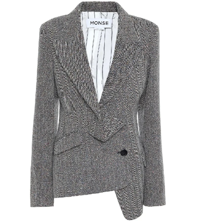 Shop Monse Wool And Silk-blend Tweed Blazer In Brown