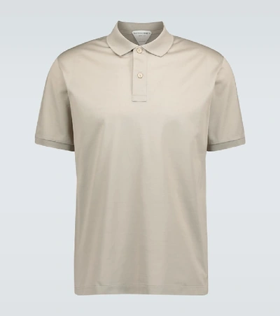 Shop Bottega Veneta Cotton Short-sleeved Polo Shirt In Beige