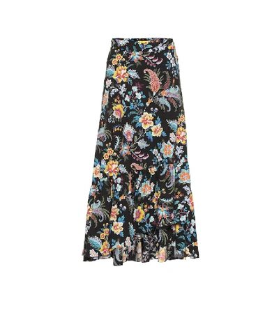 Shop Etro Printed Cotton Midi Skirt In Multicoloured