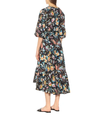Shop Etro Printed Cotton Midi Skirt In Multicoloured