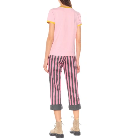 Shop Marc Jacobs The Ringer Cotton-jersey T-shirt In Pink