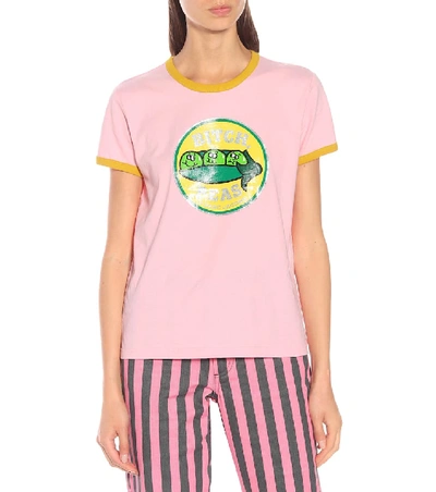 Shop Marc Jacobs The Ringer Cotton-jersey T-shirt In Pink