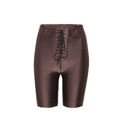 Shop Ben Taverniti Unravel Project Lace-up Stretch Shorts In Brown