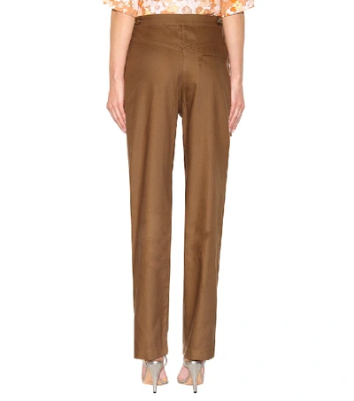 Shop Chloé Cotton-blend Trousers In Brown