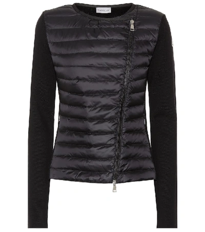 Shop Moncler Asym Wool Down Jacket In Black