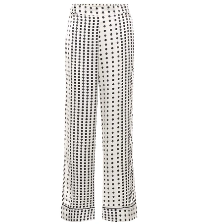 Shop Asceno Polka-dot Silk Pajama Pants In White