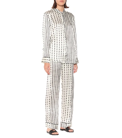 Shop Asceno Polka-dot Silk Pajama Pants In White