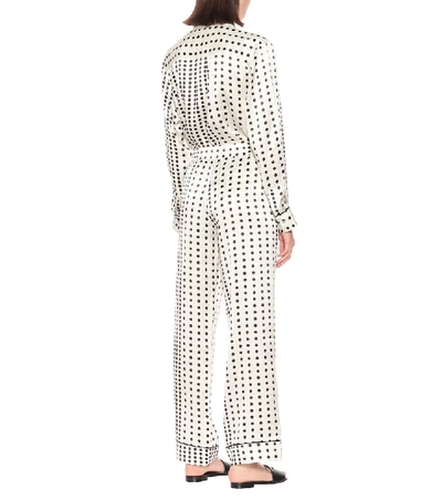 Shop Asceno Polka-dot Silk Pajama Pants In White