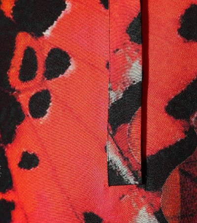 Shop Alexander Mcqueen Butterfly-printed Silk Dress In Red