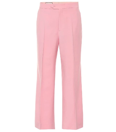 Shop Gucci High-waisted Wool Pants In Pink