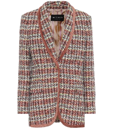 Shop Etro Cotton-blend Tweed Blazer In Multicoloured