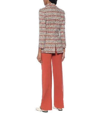 Shop Etro Cotton-blend Tweed Blazer In Multicoloured