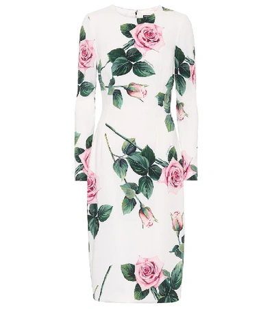 Shop Dolce & Gabbana Floral Cady Midi Dress In Multicoloured