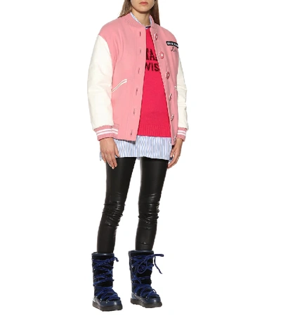 Shop Moncler Wool And Cashmere-blend Sweater In Pink