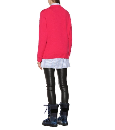 Shop Moncler Wool And Cashmere-blend Sweater In Pink