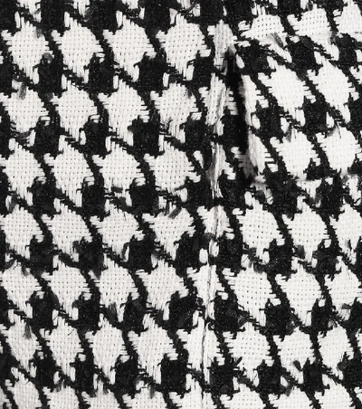 Shop Balmain Houndstooth Cotton-blend Shorts In Black
