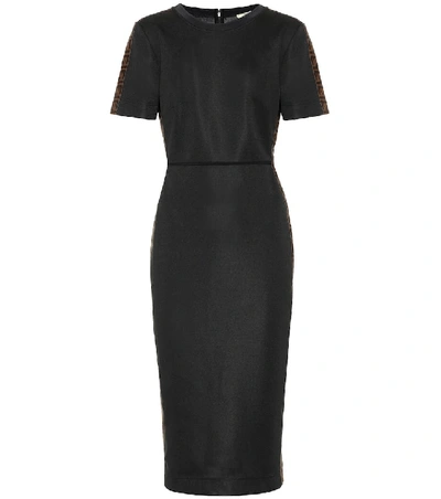 Shop Fendi Crêpe Midi Dress In Black