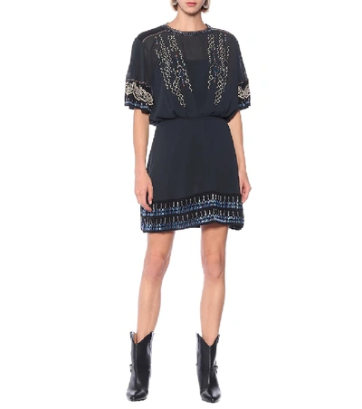 Shop Isabel Marant Camelia Silk-crêpe Dress In Black