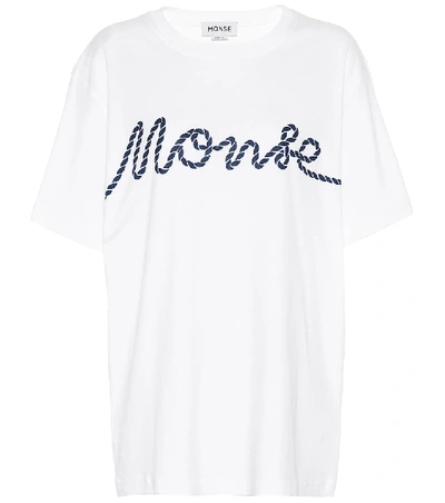 Shop Monse Logo Cotton Blend T-shirt In White