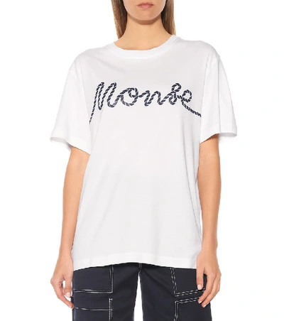 Shop Monse Logo Cotton Blend T-shirt In White