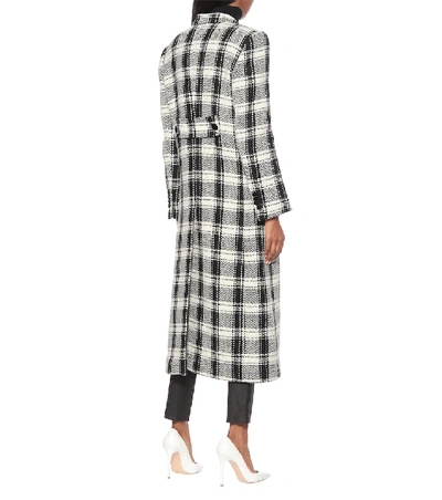 Shop Dolce & Gabbana Checked Wool-blend Coat In Grey