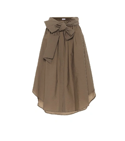 Shop Brunello Cucinelli Cotton-blend Midi Skirt In Green