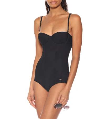 Shop Dolce & Gabbana One-piece Swimsuit In Black