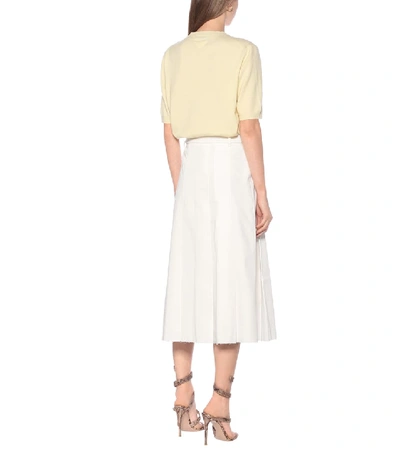 Shop Gabriela Hearst Herbert Belted Cotton Midi Skirt In White