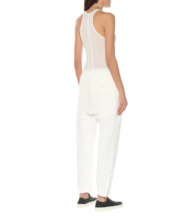 Shop Rick Owens Forever Basic Silk-blend Mesh Tank Top In White