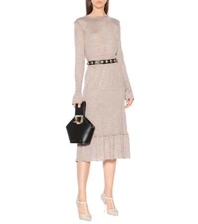 Shop Agnona Wool, Silk And Cashmere-blend Dress In Brown