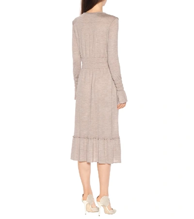 Shop Agnona Wool, Silk And Cashmere-blend Dress In Brown