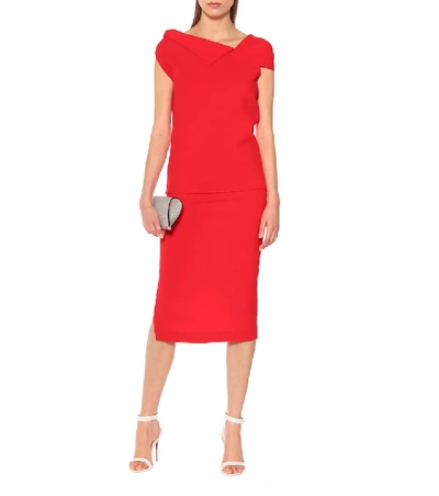 Shop Roland Mouret Raywell Wool-crêpe Top In Red