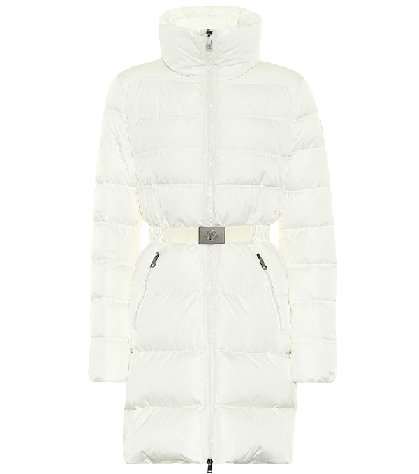 Moncler Accenteur Belted Quilted Down Puffer Coat In White | ModeSens