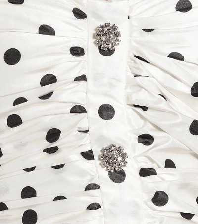 Shop Alessandra Rich Dotted Silk-satin Minidress In White