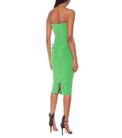 Shop Alex Perry Mena Stretch-crêpe Midi Dress In Green