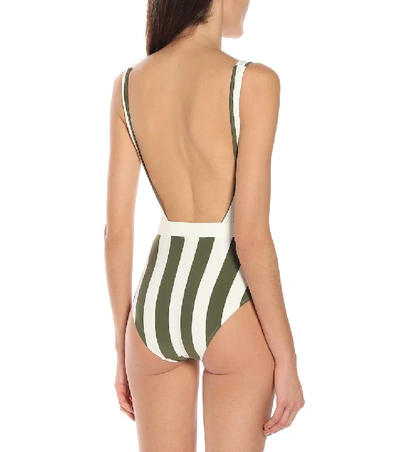 Shop Solid & Striped The Anne-marie Belted Swimsuit In Green