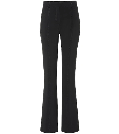 Shop Victoria Victoria Beckham Mid-rise Flared Wool-blend Pants In Black