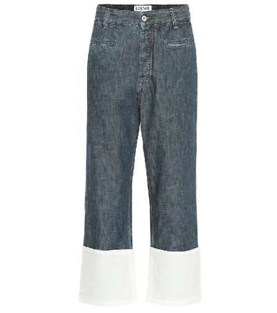 Shop Loewe Cropped High-rise Wide-leg Jeans In Blue