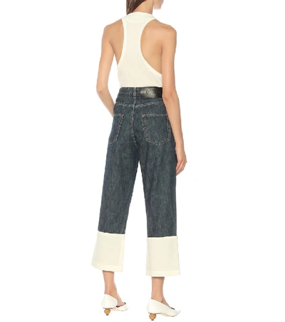 Shop Loewe Cropped High-rise Wide-leg Jeans In Blue