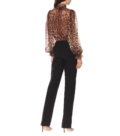 Shop Dolce & Gabbana High-rise Straight Wool-crêpe Pants In Black