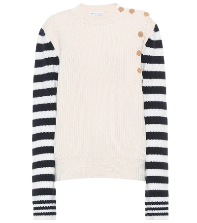 Shop Jw Anderson Wool And Cotton-blend Sweater In White