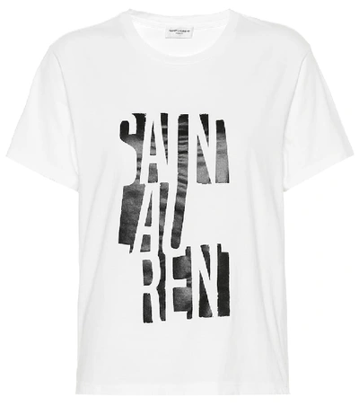 Shop Saint Laurent Printed Cotton T-shirt In White