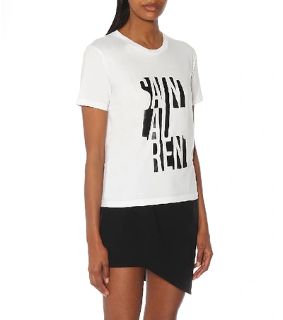 Shop Saint Laurent Printed Cotton T-shirt In White